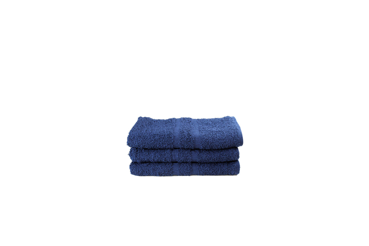 Toalla Dundee Tamaño Facial Color Azul Marino Combo de Tres Unidades - Faxel