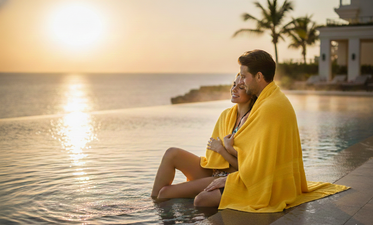 𝗡𝘂𝗲𝘃𝗼 Combo Toalla Natural Playa Amarillo/Rojo - 6 unidades