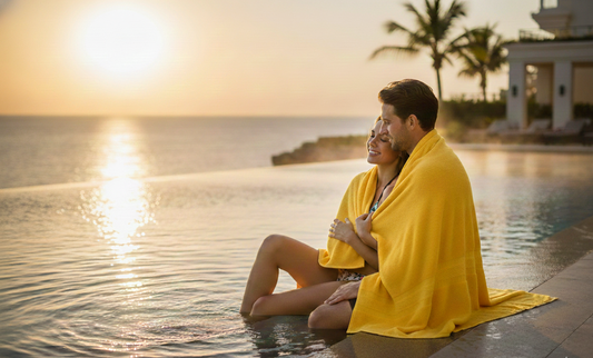 𝗡𝘂𝗲𝘃𝗼 Combo Toalla Natural Playa Amarillo/Rojo - 6 unidades