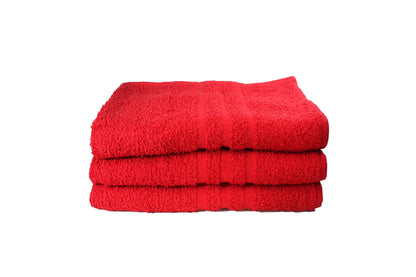 Toalla Dundee Tamaño Baño Color Roja Combo de Tres Unidades - Faxel