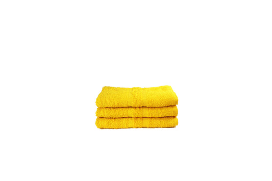 Toalla Dundee facial amarilla 13x13 pulgadas, set de tres, suave y absorbente, ideal para el hogar guatemalteco.